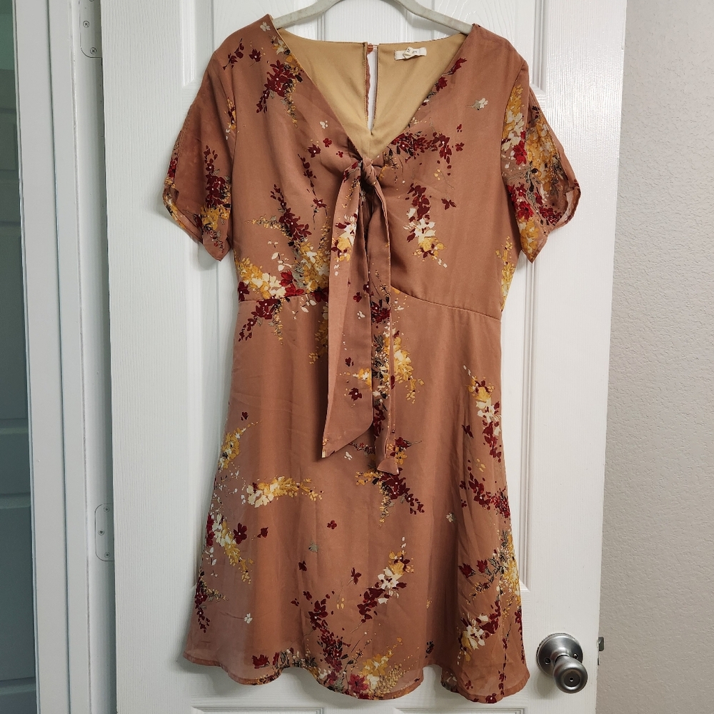 Maurices Tie Front Floral Pattern Dress